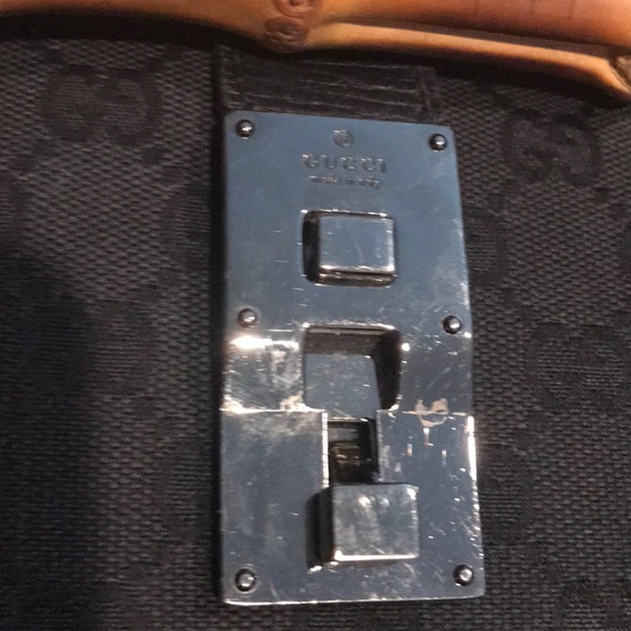 Gucci bamboo satchel in black gg print - Picture 3 of 8